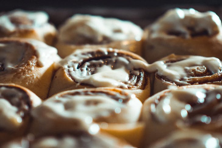 freshly glazed cinnamon scrolls